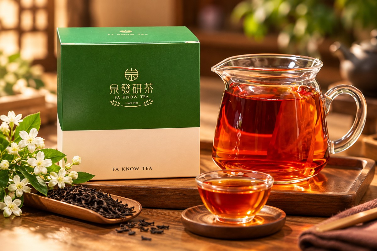 泉發研茶 蜜香紅茶立體茶包 茶盒與茶湯
